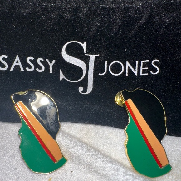 Sassy Jones Jewelry - Sassy Jones Black, Orange, Red, and Green Earrings